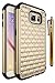 S6 Case, Galaxy S6 Case, Style4U Galaxy S6 Studded Rhinestone Crystal Bling Hybrid Armor Case Cover for Samsung Galaxy S6 with 1 Style4U Stylus [Gold/Black]