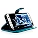 Galaxy S8 Wallet Case - Auideas Fashion Floral Butterfly Embossed PU Leather Magnetic Flip Cover Card Holders & Hand Strapwith Pen blue