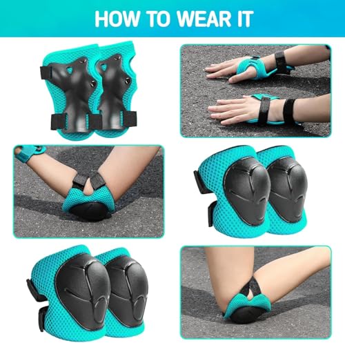 Toddler Kids Bike Helmet Set - Adjustable Cycling Helmet with Knee, Elbow Pads & Wrist Guards Sport Protective Gear Little Kid