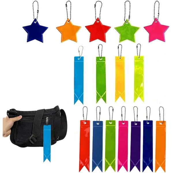 CAVLA Lot De 13 Porte-clés Réfléchissants Pour Sac D'école, Cyclisme, Marche, Course à Pied, Sac à Dos, Promenade Du Chien (13 Couleurs