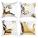 Christmas Bronzing Pillow Cover Merry Christmas Throw Pillow Case Elk and Snowflakes Throw Pillow Case Modern Cushion Cover Square Pillowcase Decoration for Christmas Sofa Bed Chair Car 18 x 18 Inch