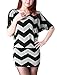 Allegra K Women Lace Patch Zigzag Tunic Batwing Sleeve Blouson Shirts