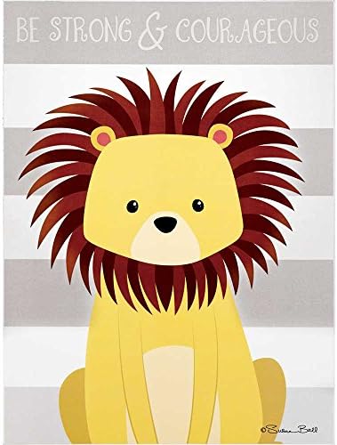Be Strong &amp; Courageous Lion Striped 12 x 16 Inch Wood Wall Plaque