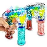 Bubble Gun Blower Machine - Pack Of 2 Light Up LED Transparent Blaster - For Kids, Playing, Outdoors, Indoors, Gifts, And Party Favors - 1 Bubble Solution And Batteries Included - By Kidsco