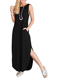 ANRABESS Women's Sleeveless Loose Plain Maxi