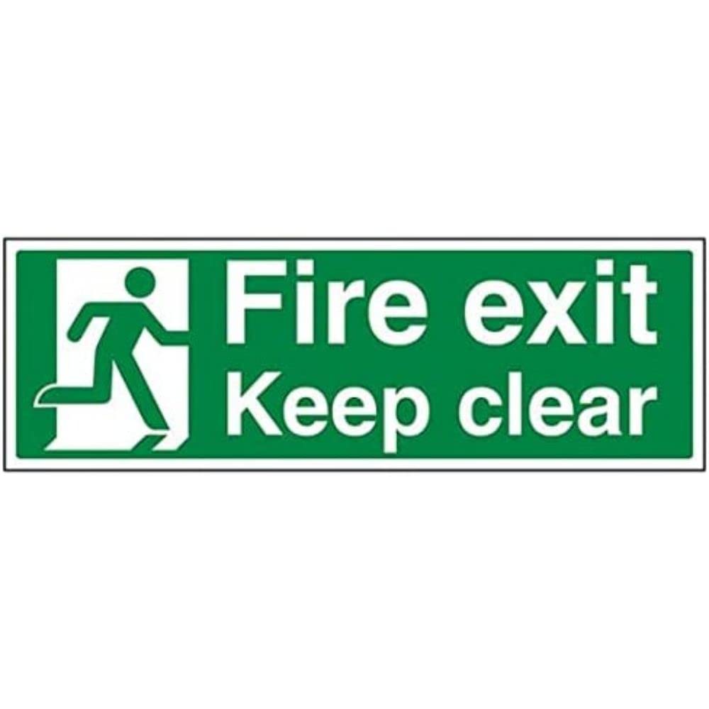 V Safety Eco Friendly Fire Exit - Fire Exit Keep Clear - 600 X 200mm