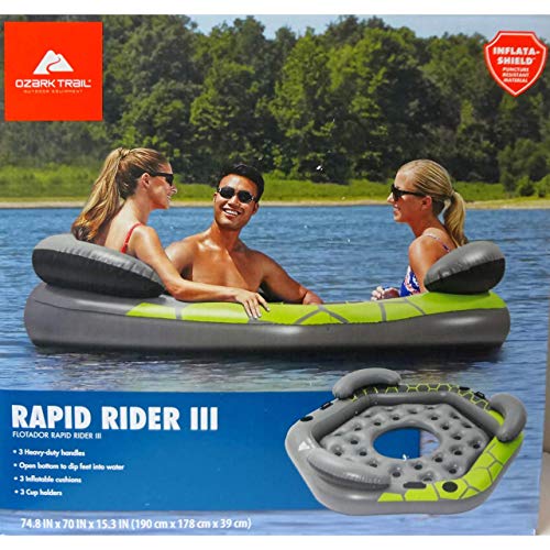 Ozark Inflatable 3 Person Rapid Rider Tube Island Float Water Raft ...
