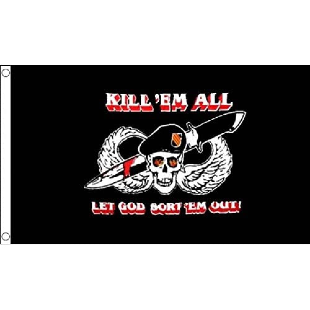 AZ FLAG - Pirate Kill Em All Flag - 3x5 Ft - 100D Polyester Pirates Banner with Two Metal Grommets - Fade Resistant - Vivid Colors - 3' x 5' Feet - 150x90 Cm