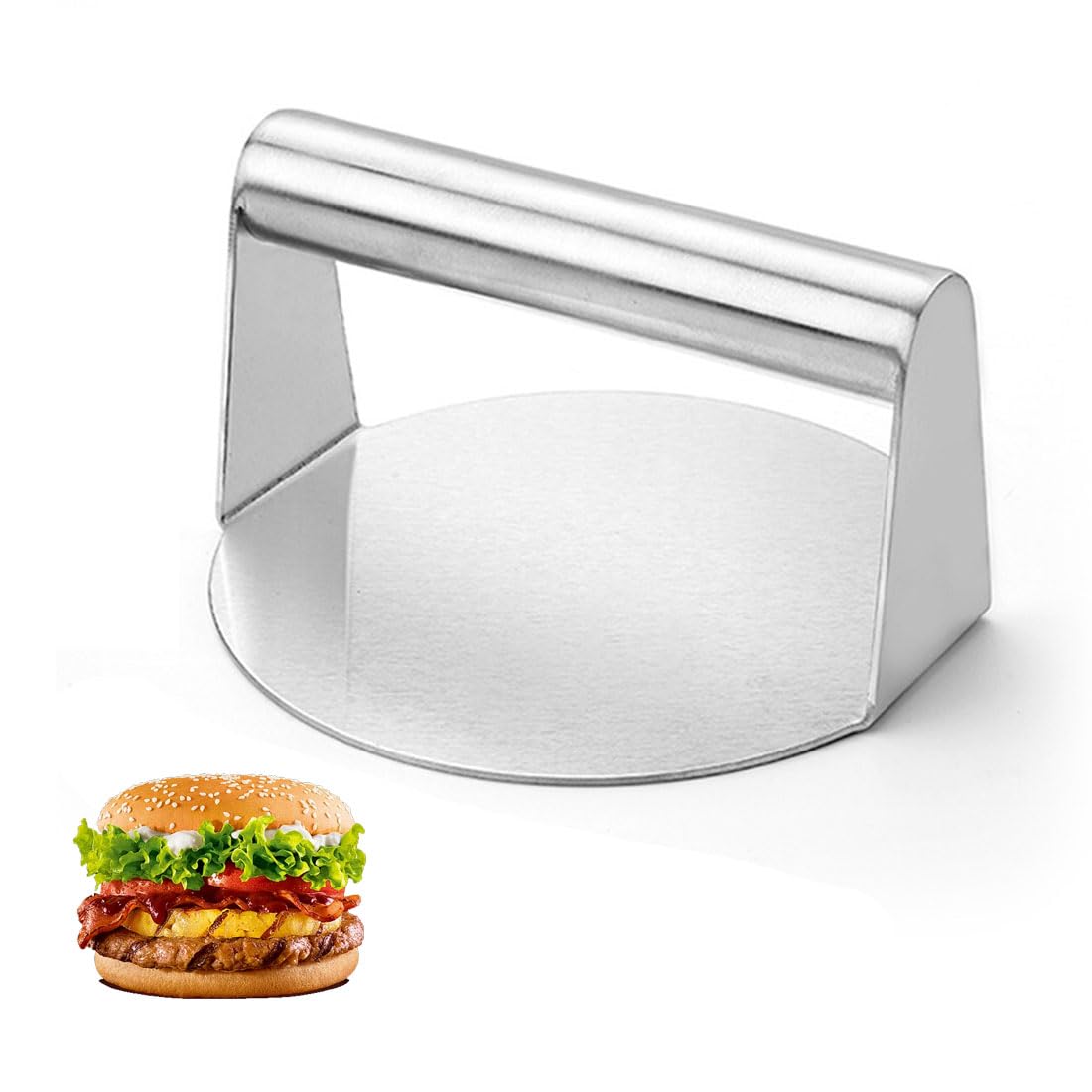 Stainless Steel Burger Press,Smash Burger Press,5.51-Inch,Heavy-Duty,Round Hamburger Patty Maker Mold,Perfect for Flat Top Griddle Grill Cooking, Steak, Paninis, Flatbreads and Sandwiches