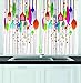 Ambesonne Kitchen Decor Collection, Home Decor Kitchenware Utensils Cutlery Abstract Modern Cafe Art Design Vibrant, Window Treatments for Kitchen Curtains 2 Panels, 55X39 Inches, White Pink Blue