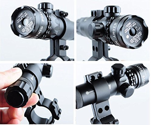 Higoo Tactical Green Laser Dot Sight, Shockproof 532nm Rifle Gun Laser Scope w/ Rail & Barrel Mount Cap Pressure Switch & Battery