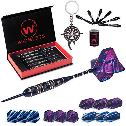Whimlets Darts Metal Tip Set For Dart Board - The Zero Fail Professional Grade Dart Set with LaserLight Flight - 6 Pro Reinforced Steel Tip Darts Set, Shafts, Flights, Case, Sharpener, Tool — image 1