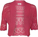 MyMixTrendz - Womens Crochet Knit Midi Sleeve Bolero Shrug
