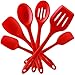 6 Piece Premium Silicone Kitchen Cooking Utensils - 600ºF Heat Resistant - Professional Spatulas, Turners, Scrapers... Set - Hygienic, Durable, Flexible, Non-Stick | Premium Home Quality (red)