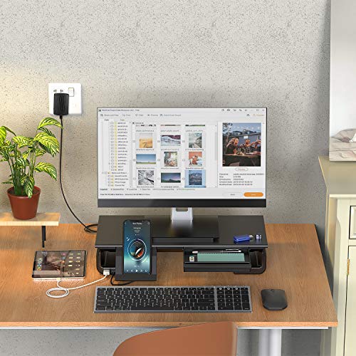 Adjustable Monitor Stand, Jelly Comb Computer Monitors Riser with USB 3.0 &Type C Ports, Support