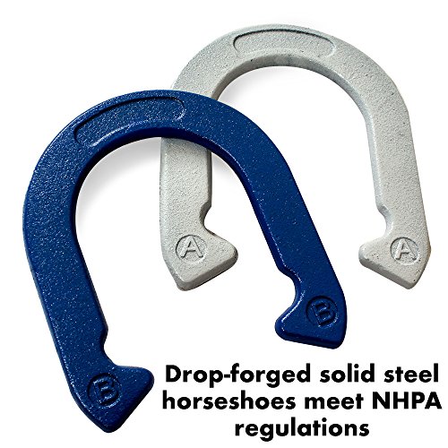 Driveway Games Metal Horseshoe Set. Professional Steel Throwing Horseshoes, Stakes & Carrying Case. Outdoor Pitching Toss Game - Thumbnail 2