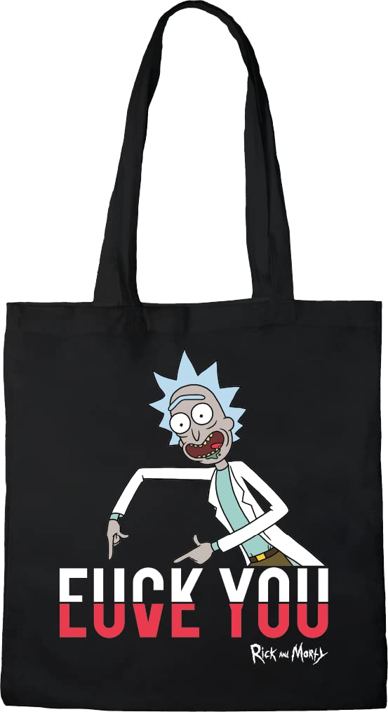 cotton division TOTE BAG RICK AND MORTY, REFERENCE: BWRIMODBB002, BLACK, 38 X 40 CM, Black, One Size, Utility