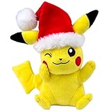 TOMY Pokémon Small Plush, Pikachu with Santa Hat Plush
