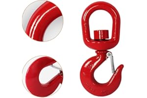 FELEOLIBE 5Ton Slip Hooks Swivel Lifting Hook with Safety Latch,360 Degree Alloy Steel Rotating Self-Locking Grab Hook ，Heavy Duty for 5Ton Working Load Limit Chain Hook for Lifting Port Transportation and More