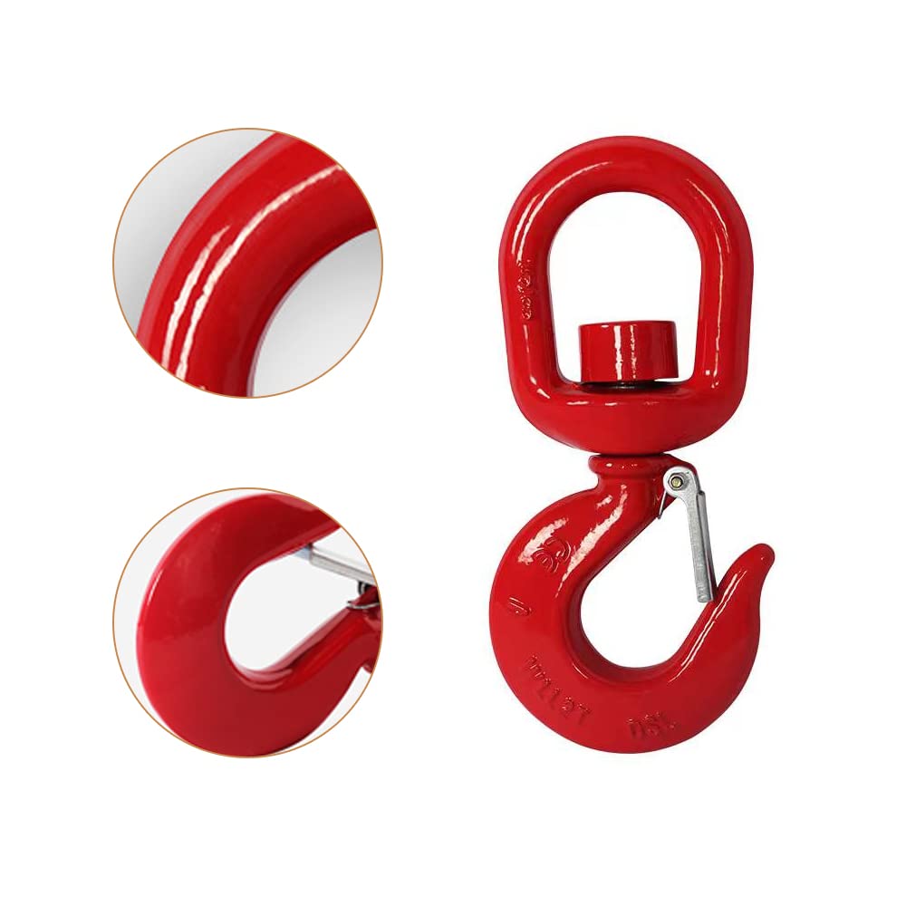 Photo 1 of 5Ton Slip Hooks Swivel Lifting Hook with Safety Latch,360 Degree Alloy Steel Rotating Self-Locking Grab Hook ?Heavy Duty for 5Ton Working Load Limit Chain Hook for Lifting Port Transportation and More