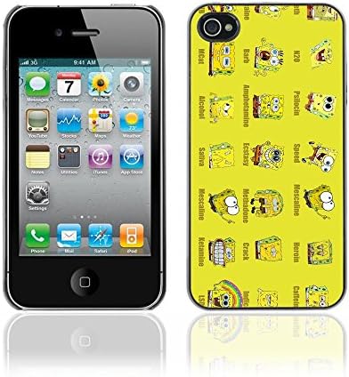 CASETOPIA / Sponge Drugs LSD 420 Marijuana / Apple Iphone 4 / 4S / Black Hard Back Case Cover Shell Armor Protection