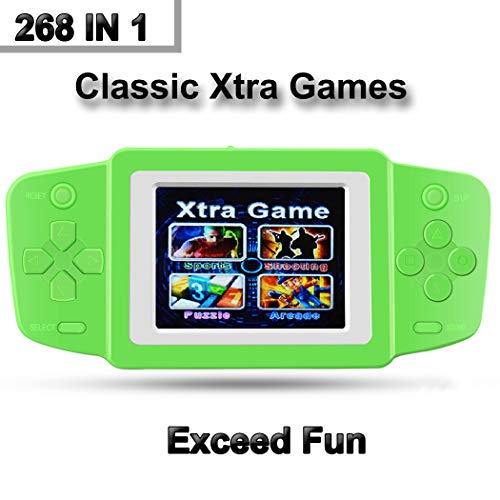 Great Boy Handheld Games Console for Kids with Built in 268 Mini Video Games Device Fun Arcade Gaming Machines Portable Rechargeable Electronic Consoles Player 2. 5" Screen (Green)