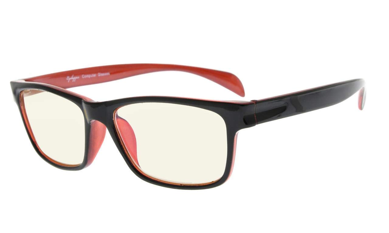 Eyekepper Blue Light Blocking Reading Glasses with Yellow Filter Lens - Computer Reader Men Women - Black Red +2.25