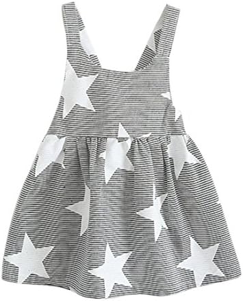 Jarsh Toddler Baby Girls Summer Clothes Cute Star Stripe Print Sleeveless Dress
