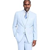 TAYION Mens Regular fit Suit Jacket Blazer 40 S Light Blue Solid Stretch