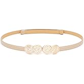 Buywis Skinny Belts for Women Thin Waist Belt Ladies PU Leather Belt with Gold Buckle for Dresses