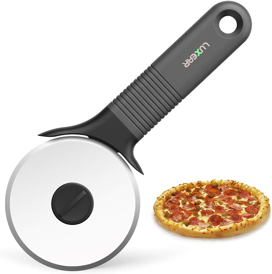Luxear Pizza Cutter Professional Pizza Roller Pizza Wheel Pizza Pad Cutter Pizza Knife Dough Cutter Made Of High Quality 304 Stainless Steel Wheels And Silicone Handle Including Blade Protection Amazon De Kuche Haushalt