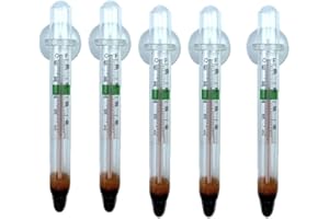 UCCKEYI 5-Pack Floating Glass Aquarium Thermometer with Suction Cup Fish Tank Aquarium Thermometer Safe for Freshwater and Saltwater Fish