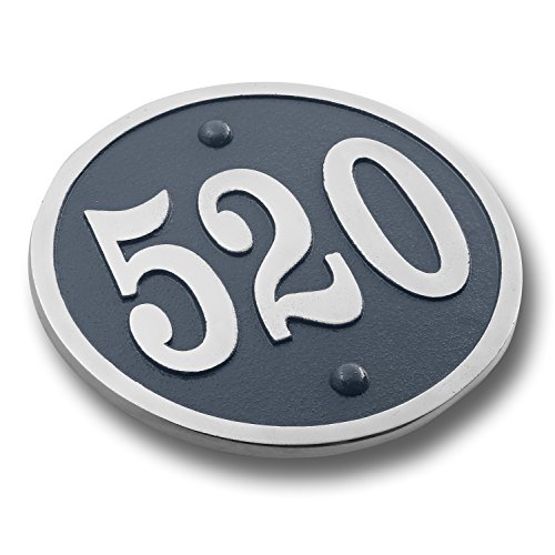 House Number Address Plaque Modern Round Style. Cast Metal Personalised Yard Or Mailbox Sign With Oodles Of Color, Number And Letter Options. Handmade In England By The Metal Foundry Just For You