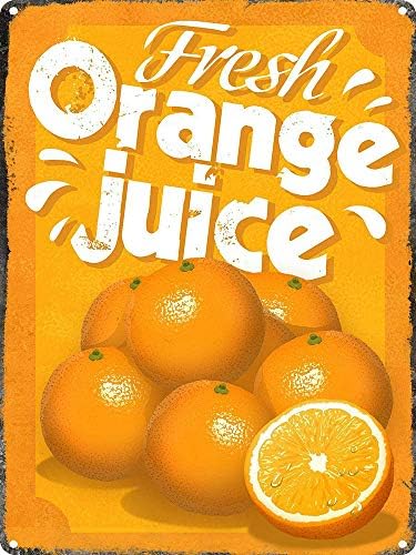 WallAdorn Fresh Orange Juice Iron Poster Painting Tin Sign Vintage Wall Decor For Cafe Bar Pub Home