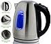 OVENTE Electric Kettle, 1.7L Stainless Steel Water Heater and Boiler for Coffee or Tea with BPA Free & Cordless Body, Auto Shut-Off, Boil-Dry Protection, LED Light and Removable Filter, Silver KS96S