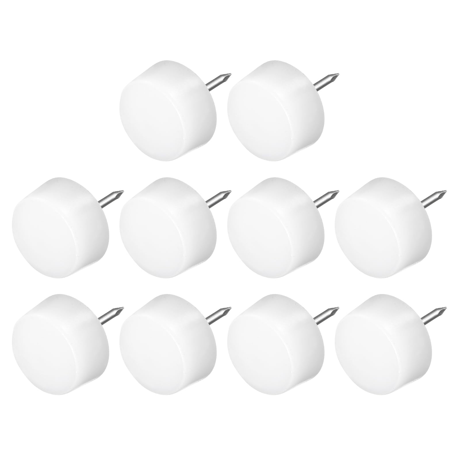METALLIXITY Furniture Feet Nail (20mm/0.79in) 10Pcs, Plastic Round Thick Base Chair Glides Sliders - for Chairs Sofa Furniture Sliders Protector Pad, White