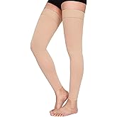 Thigh High Compression Stockings Footless, 15-20mmHg Footless Compression Socks for Men & Women-Ideal for Athletic, Medical, Travel Use