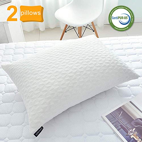 SORMAG Bed Pillows for Sleeping (2 Pack), Adjustable Shredded Memory Foam Pillow, Cooling Bamboo Pillow Neck Support for Back, Stomach, Side Sleepers-Queen Size - Thumbnail 7