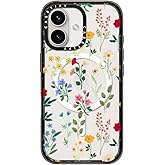 CASETiFY Impact Case for iPhone 16 [Slim / 8.2 ft. 4X Military Grade Drop Protection/Compatible with Magsafe] - Spring Botanicals 2 - Clear Black