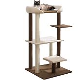 SHENGOCASE Modern Cat Tree Tower with Extra Large Platform Perch Bed for Maine Coon and Big Couch Sofa for Multiple Cats