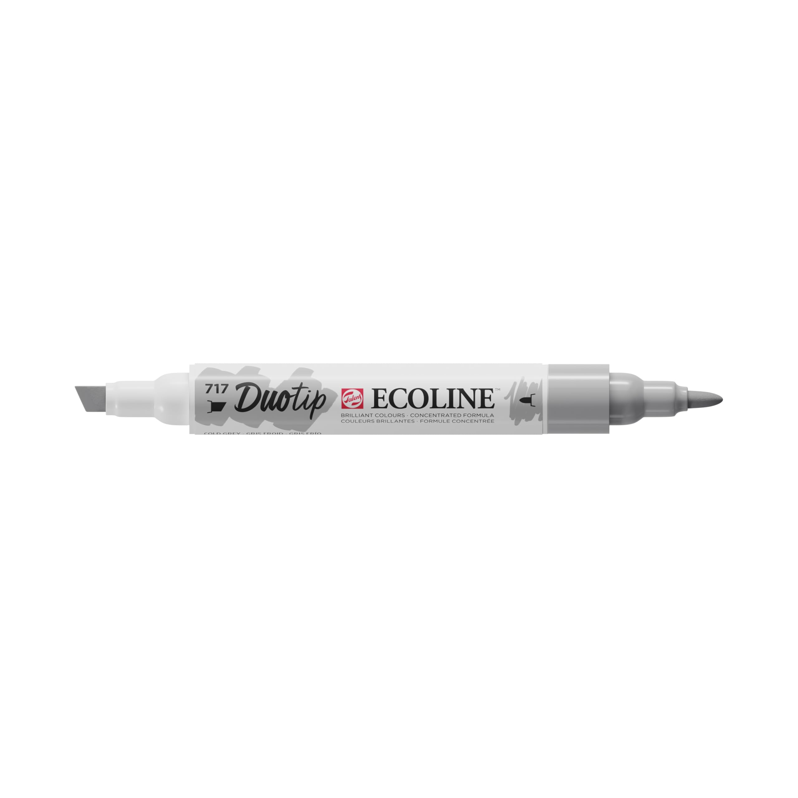 Ecoline Duotip Marker - Cold Grey 717 - Dual Nib Watercolour Pen for Fine & Broad Lines - Ideal for Illustration & Drawing with Bright, Transparent Colours