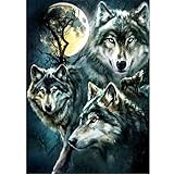 DIY 5D Diamond Painting Kits for Adults Full Drill Embroidery Paintings Rhinestone Pasted DIY Painting Cross Stitch Arts Crafts for Home Wall Decor 30x40cm/11.8×15.7Inches (Wolves)