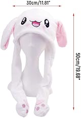 CICILIAYA White Moving Ear Rabbit Hat Unisex Children Adult Plush Fun Cosplay view 4