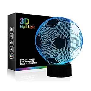 Wiscky Soccer Night Lights for Kids 3D Illusion Football Lights Lamp 7 LED Colors Changing Touch Table Desk Lamps…