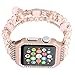 Ritastar for Apple Watch Band Bracelet with Case 38mm Women Jewelry Elastic Luxury Beaded Charm for iWatch Wristband Strap Series 3/2/1/Sport Edition Pink