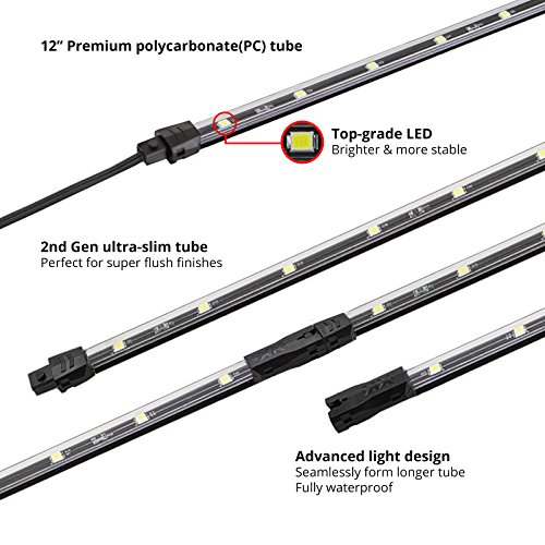 2nd Gen WHITE Truck Bed Tool Box Light Kit with Auto-off Delay Switch 4pc 12inch Tubes - Thumbnail 4