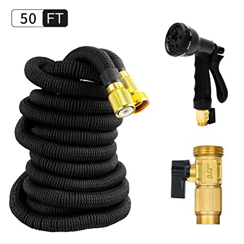 Garden Hose Strongest Expandable BOSSJOY 50 Ft Heavy Duty 8 Setting Sprayer Nozzles with Brass Fittings