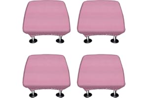 WIRESTER Set of 4 Car Seat Head Rest Cover, Protective Fabric Design Cover Decoration for All Cars - Solid Color, Cute Pattern Design