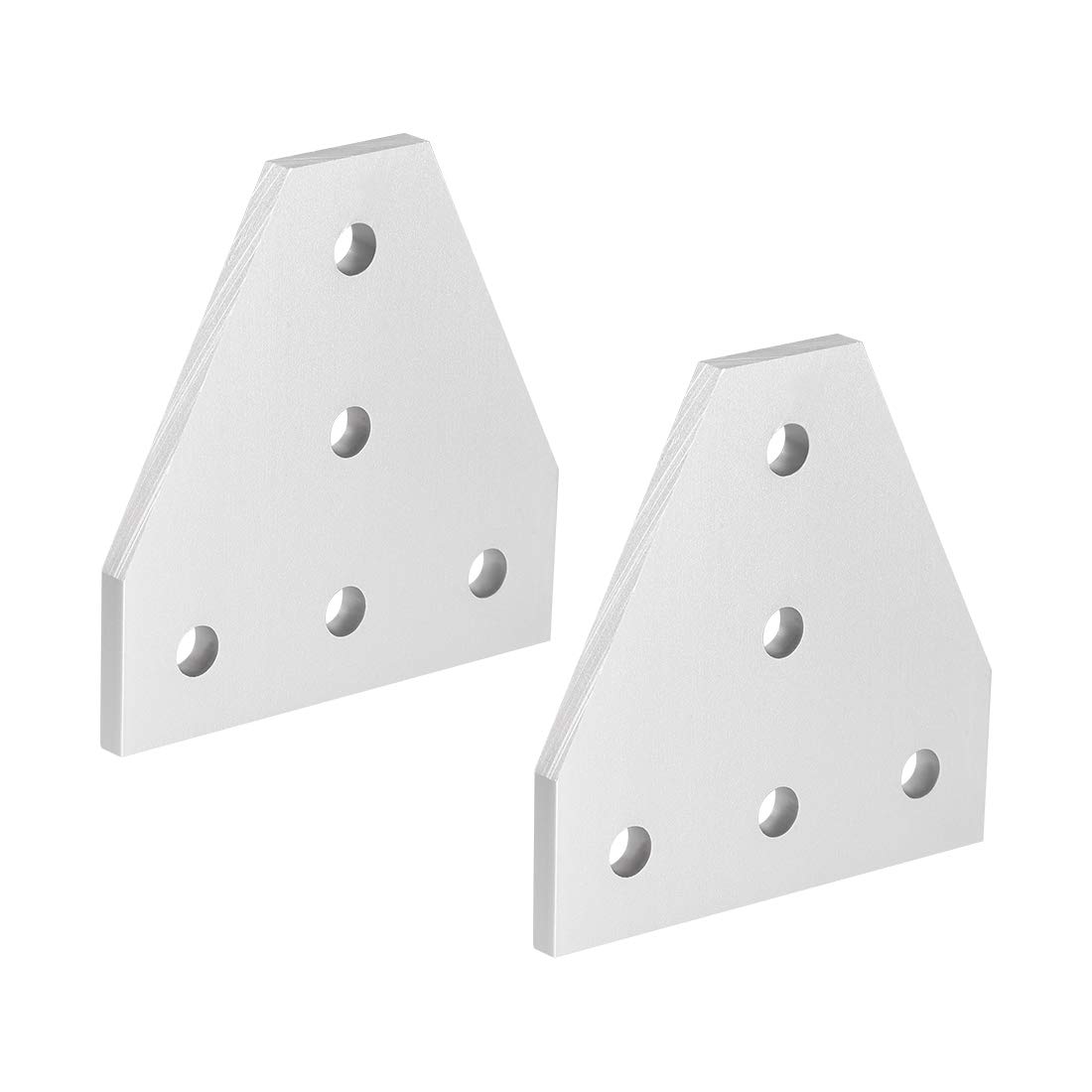sourcing map T Shape Outside Joining Plate, 60mm x 60mm x 4mm with 5-Hole Joint Bracket for 2020 Aluminum Profile, 2 Pcs (Silver)