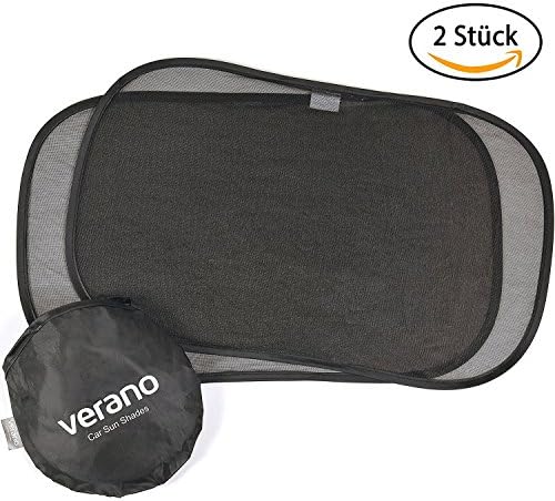 Car Window Shade - 48 x 30cm Cling Sunshade for Side and Rear Windows (2 Pack) - Blocks Sun, Glare and 98% UV Rays for Your Passengers, Baby, Kids or Pets - Universal Premium Auto Protection by Verano